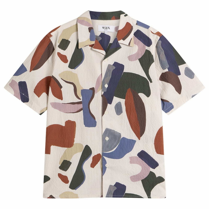 Photo: Wax London Men's Didcot Abstract Shapes Vacation Shirt in Ecru/Multi