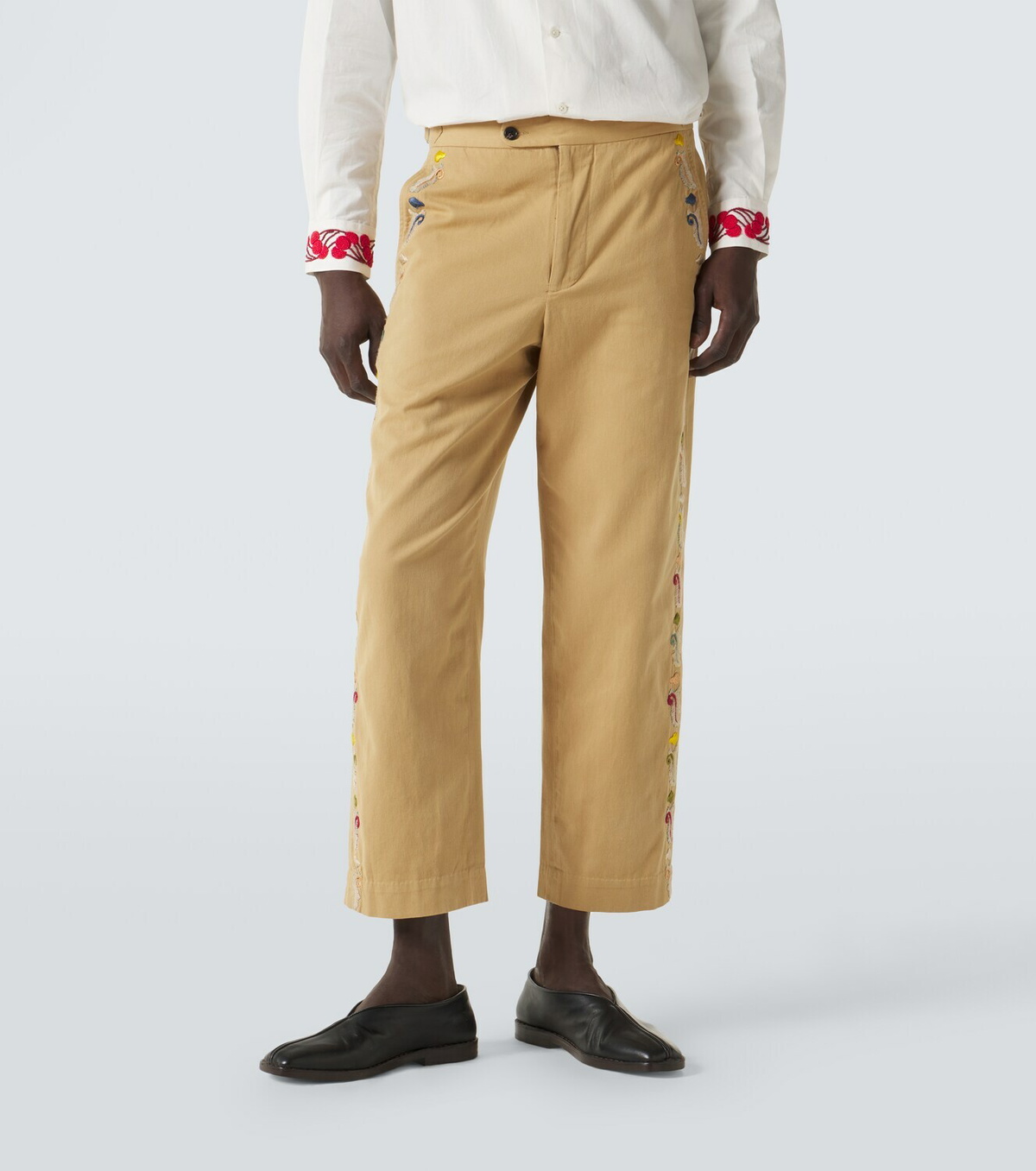 Bode Feather Runner cotton straight pants