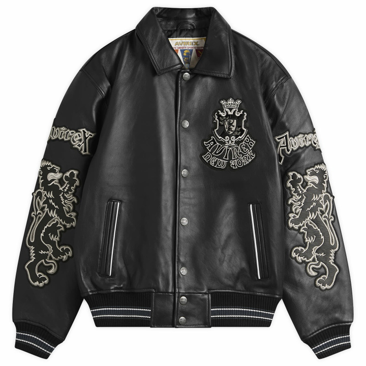 Photo: Avirex Men's Goth Varsity Leather Jacket in Black