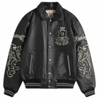 Avirex Men's Goth Varsity Leather Jacket in Black