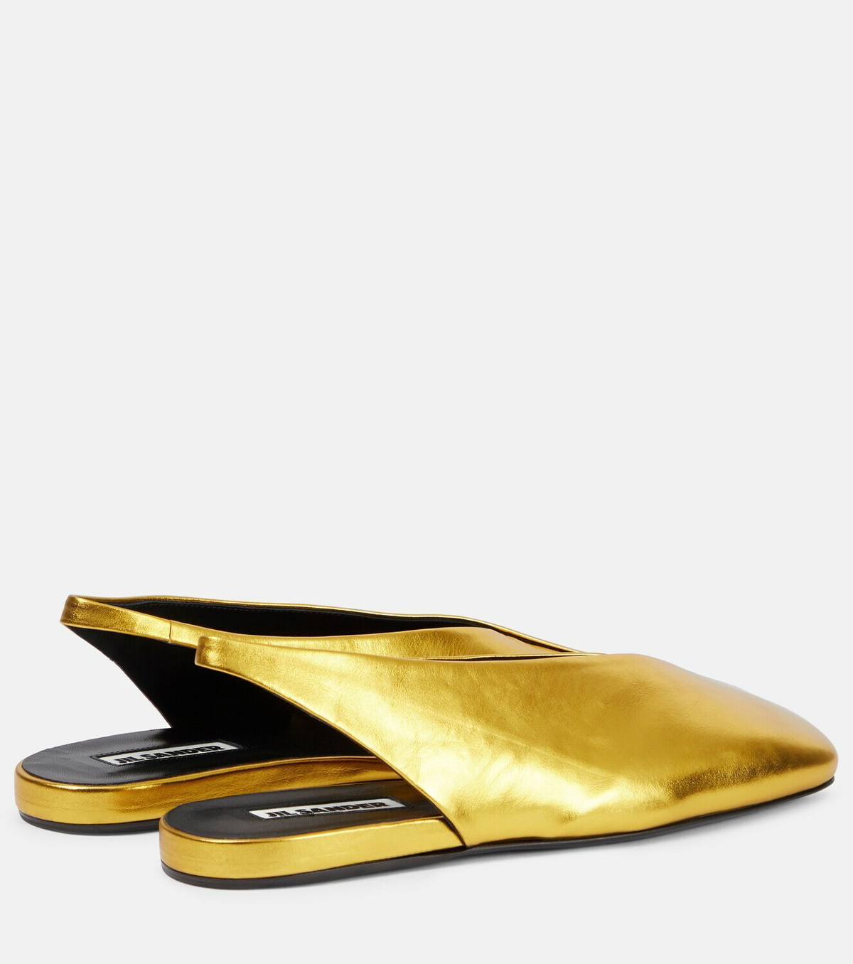 JIL SANDER Cage フラットサンダル　36 イエロー Jil Sander Metallic leather slingback flats Jil Sander