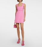 Patou Belted cotton-blend tweed minidress