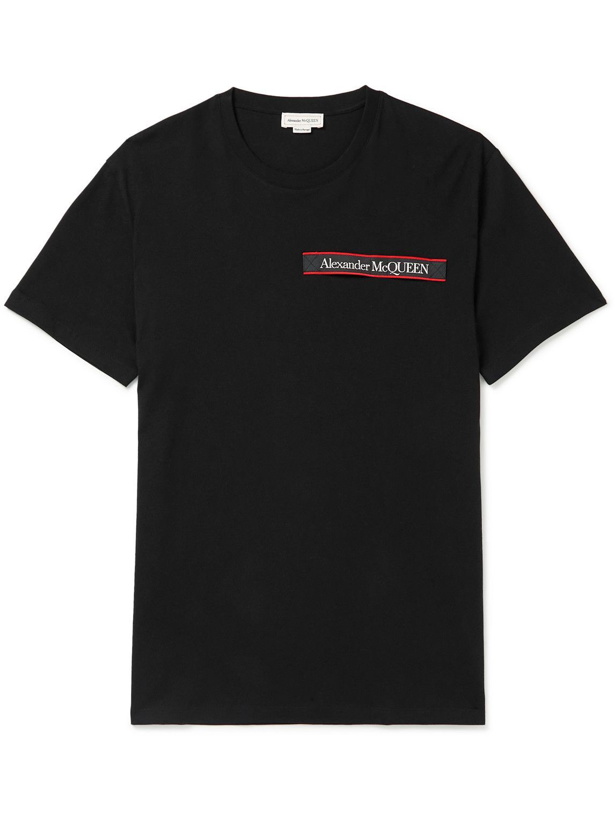 Photo: Alexander McQueen - Logo Webbing-Trimmed Cotton-Jersey T-Shirt - Black