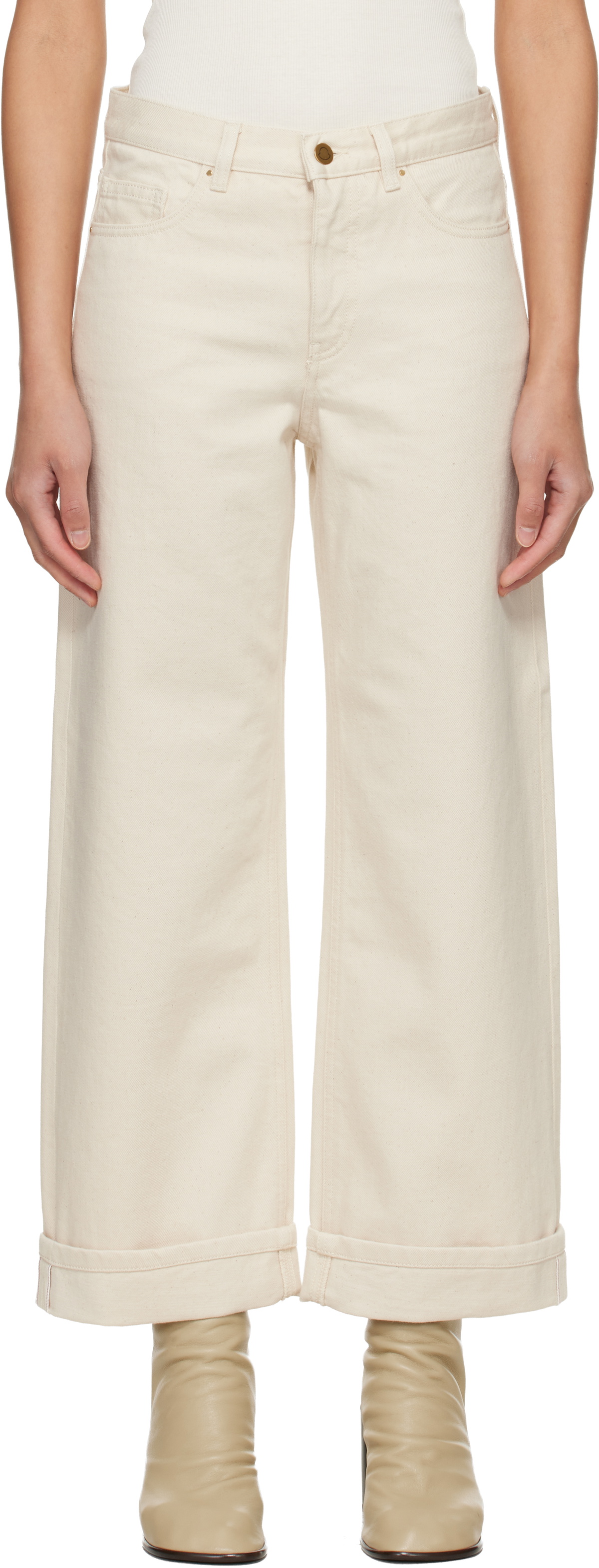 Moncler Off-White Cropped Jeans