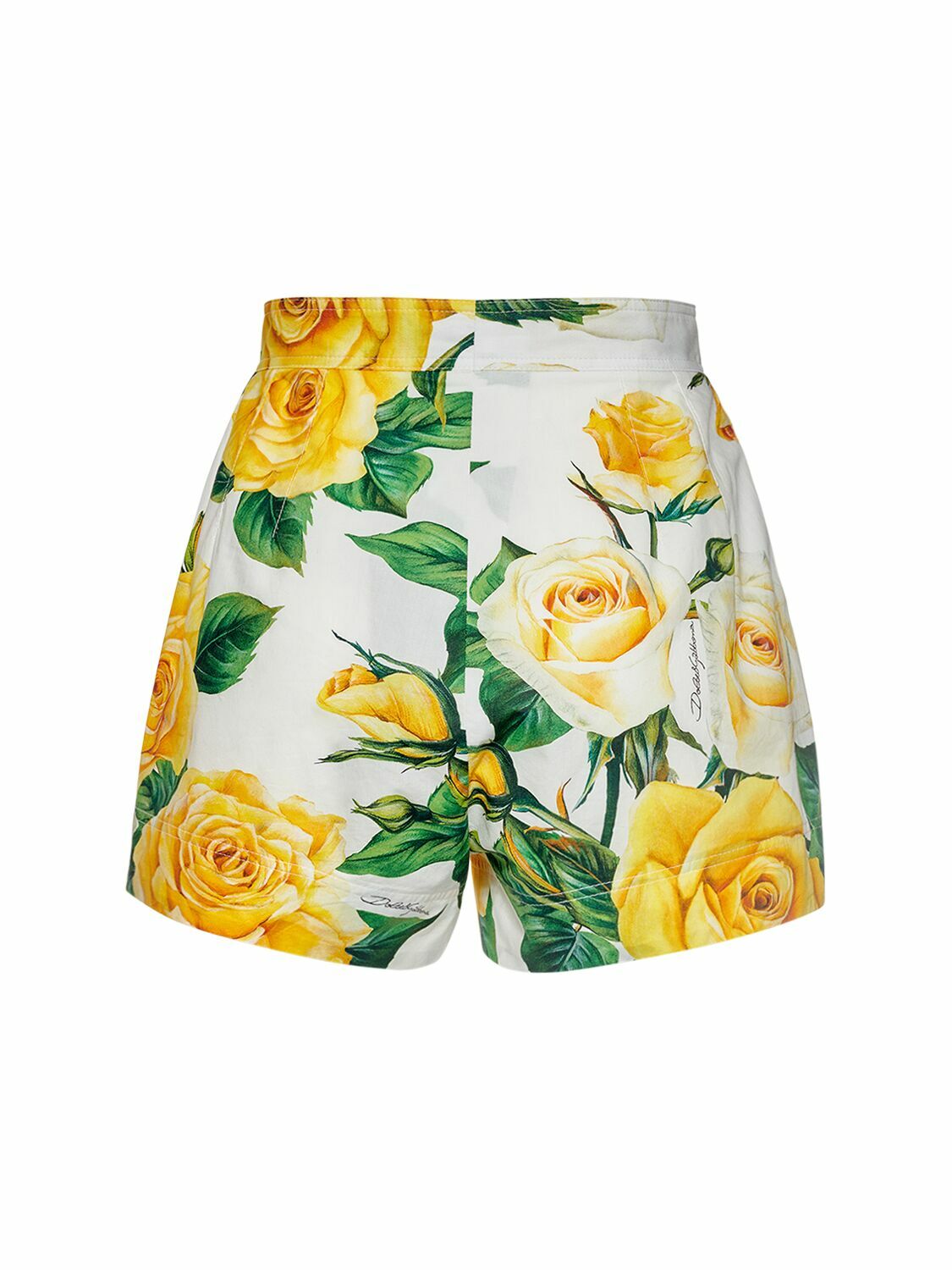 DOLCE & GABBANA - Cotton Poplin Rose Printed Shorts Dolce & Gabbana