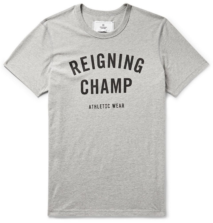 Photo: Reigning Champ - Logo-Print Mélange Cotton-Jersey T-Shirt - Men - Gray