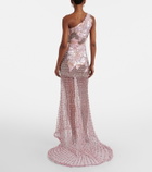 Là Fuori Embellished one-shoulder gown