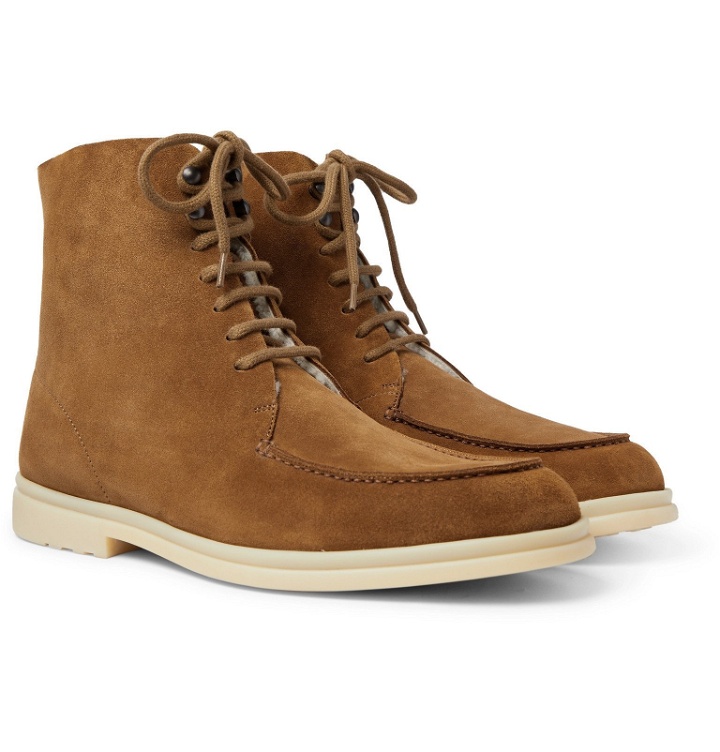 Photo: Loro Piana - Walk and Walk Shearling-Lined Suede Boots - Brown