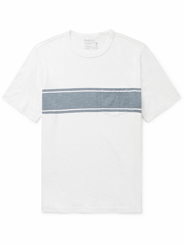 Photo: Faherty - Surf Striped Organic Cotton-Jersey T-Shirt - White