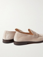 Brunello Cucinelli - Flex Suede Penny Loafers - Neutrals