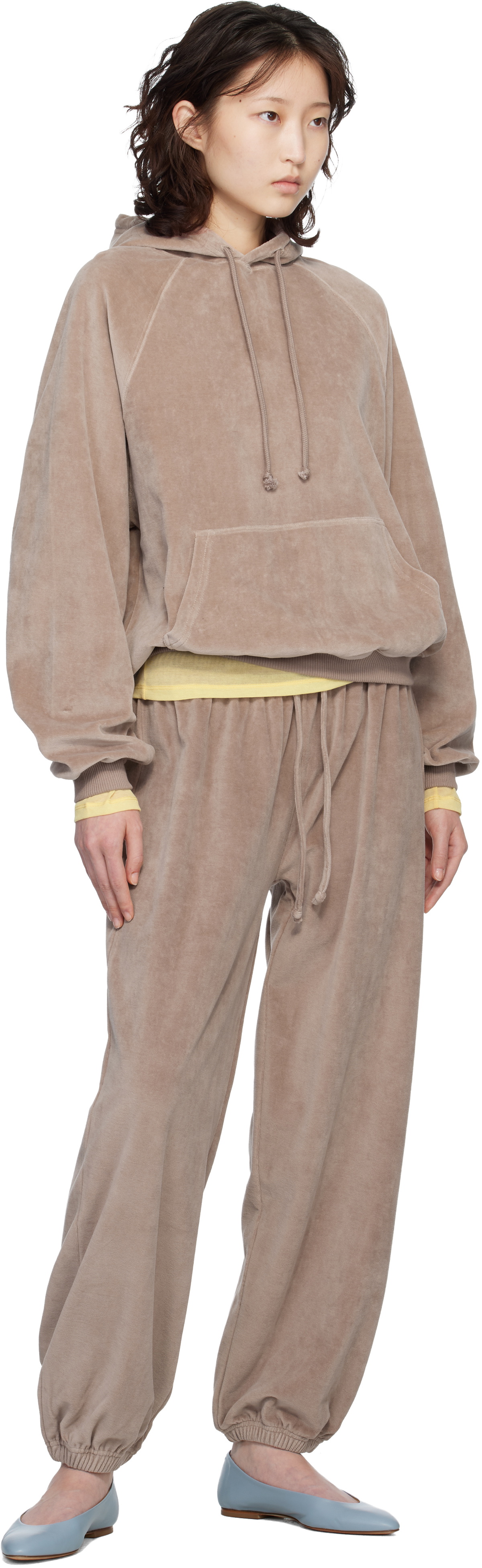 Baserange Taupe Rim Raglan Hoodie