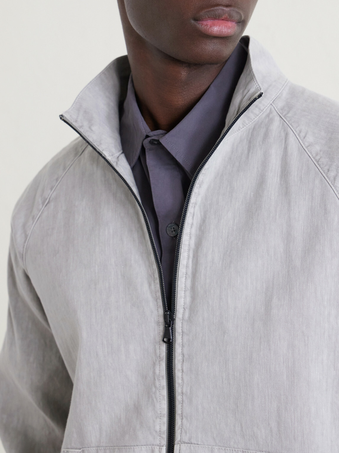 James Perse - Linen-Blend Blouson Jacket - Gray