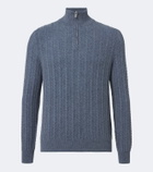 Fedeli Cable-knit cashmere half-zip sweater