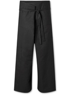 LOEWE - Paula's Ibiza Wide-Leg Belted Linen and Cotton-Blend Trousers - Black