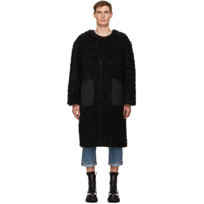 R13 Black Sherpa Military Liner Coat R13