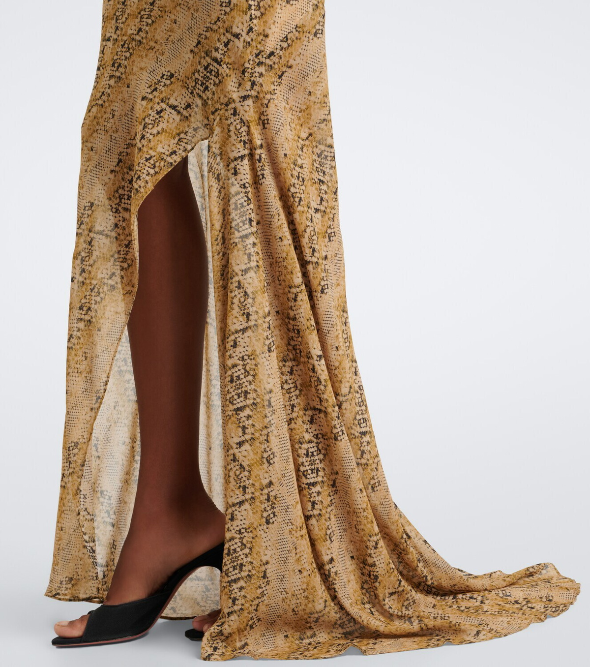 De La Vali Oryx snake-print georgette maxi skirt