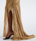 De La Vali Oryx snake-print georgette maxi skirt