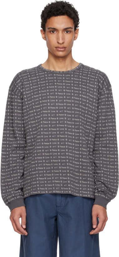 Photo: ERL Gray Jacquard Long Sleeve Knit T-shirt