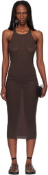 Rick Owens Brown Temple Tank Midi Dress