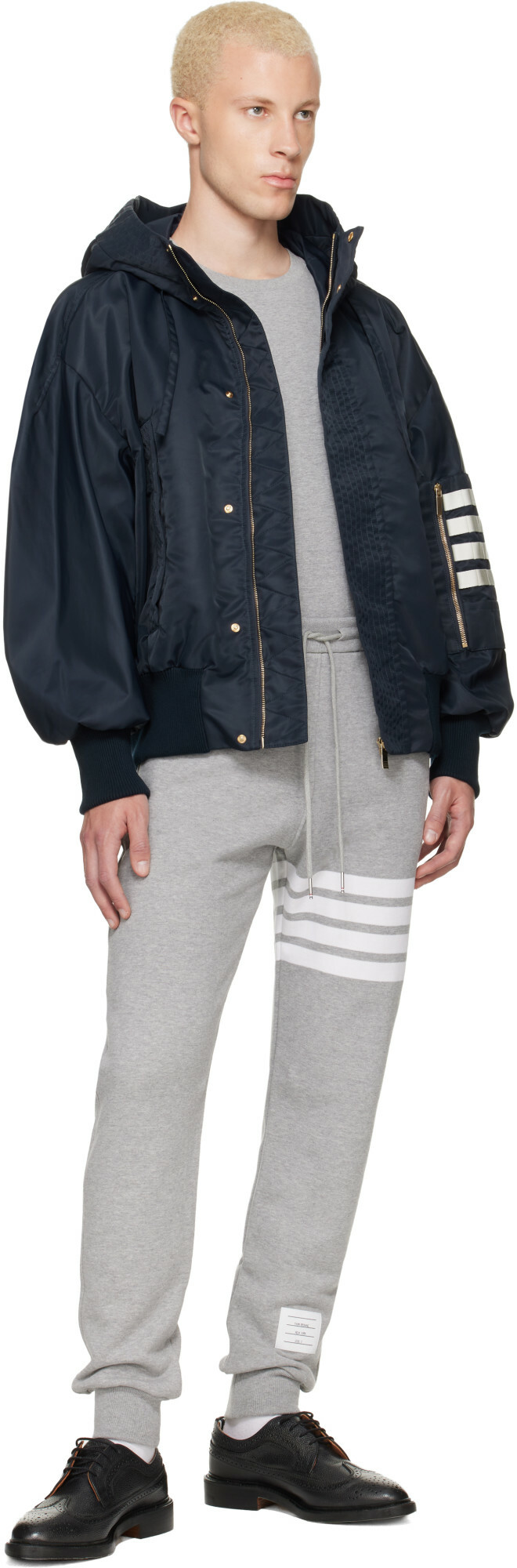 Thom Browne Navy Tech Twill Blouson Jacket