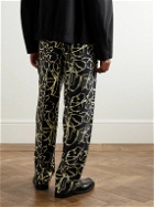 Officine Générale - Nash Straight-Leg Pleated Belted Printed Silk-Twill Trousers - Multi