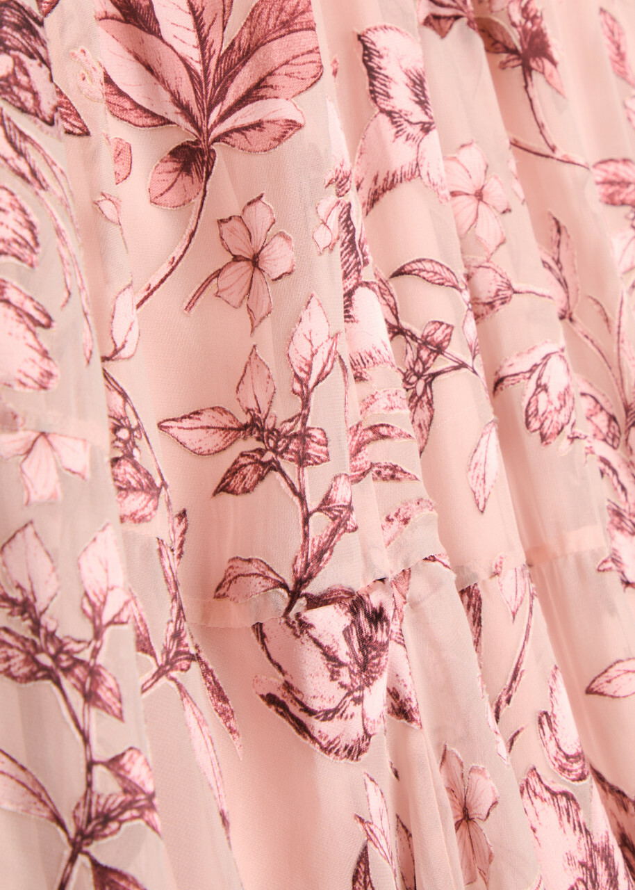 Alice + Olivia Stevie Devoré Chiffon Maxi Skirt Pink
