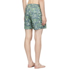 Onia Blue and Green Banana Leaf Calder Swim Shorts