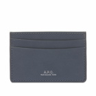 A.P.C. Men's Andre Smooth Leather Card Holder in Steel Grey