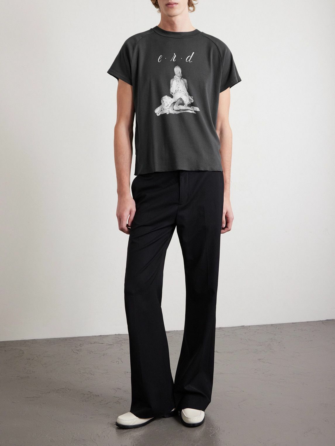 Enfants Riches Déprimés - Cropped Printed Cotton-Jersey T-Shirt - Black