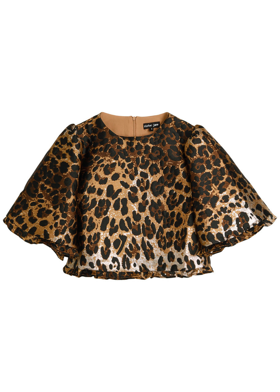Sister Jane Suite Leopard-jacquard Woven Crop top