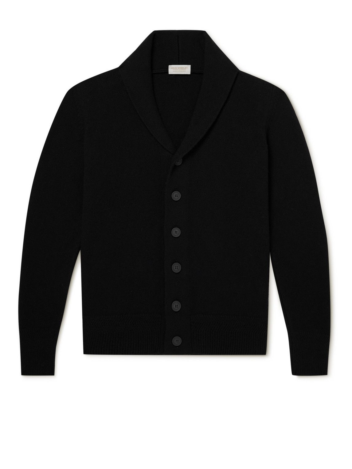 John Smedley Patterson Shawl Collar Merino Wool and Cashmere Blend Cardigan Blue John Smedley