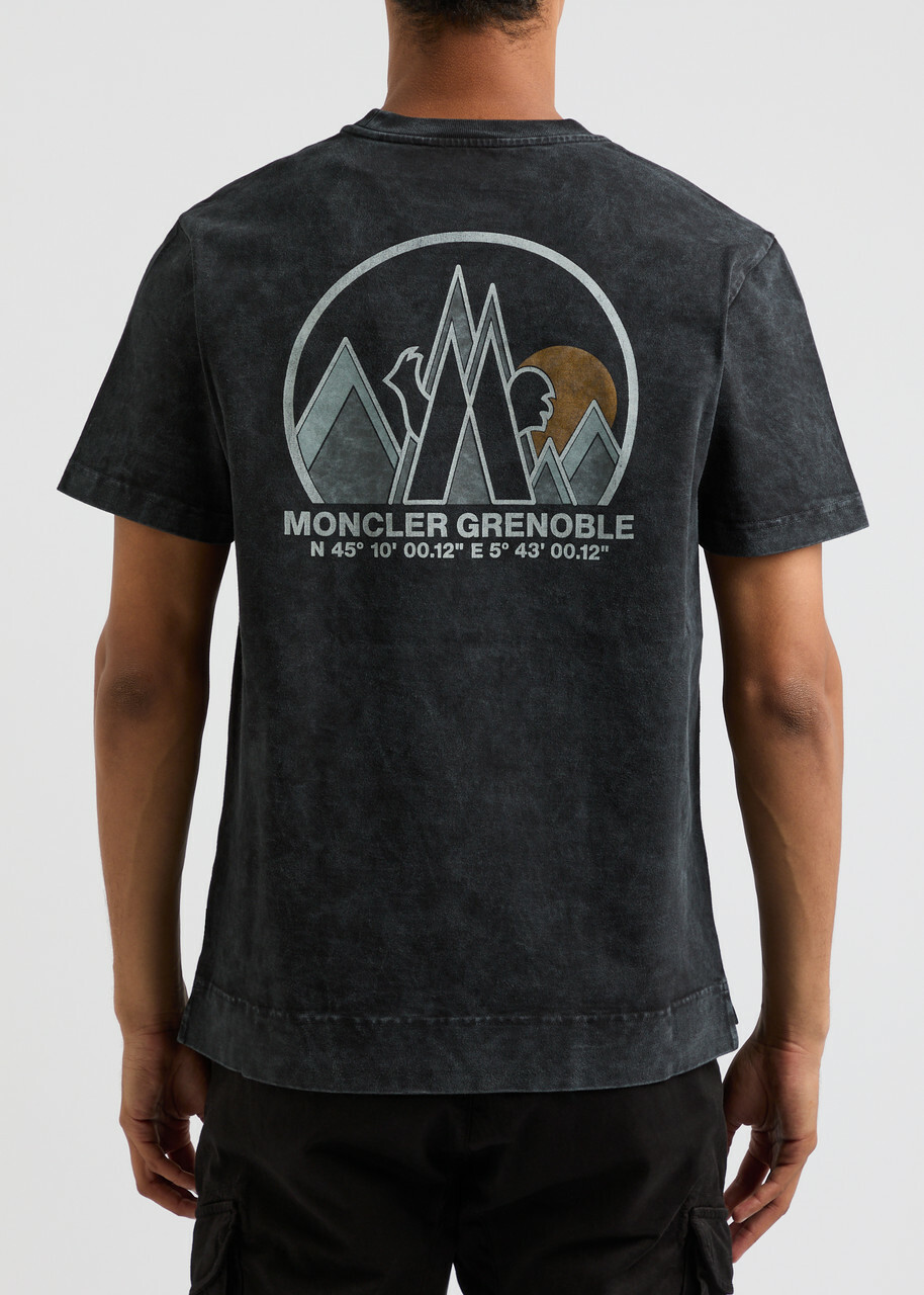 Moncler Grenoble Printed Faded Cotton T-shirt Black Moncler