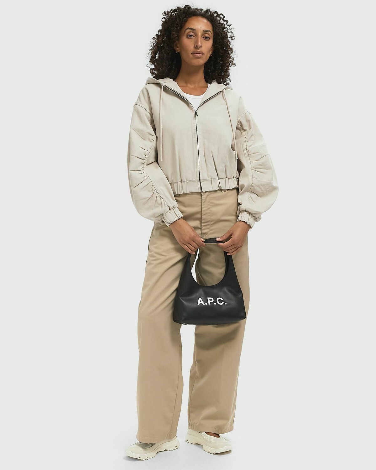 ROTATE Birger Christensen HEAVY WOVEN JACKET Beige Womens Bomber Jacket