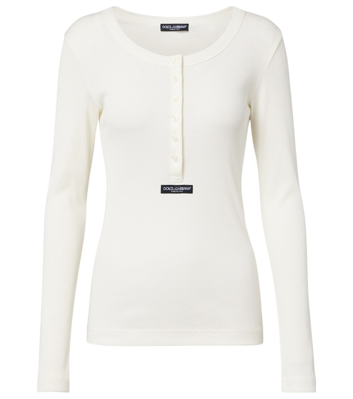 Photo: Dolce&Gabbana Ribbed cotton Henley shirt