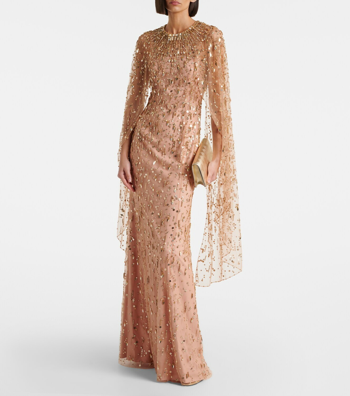 Jenny Packham Hestia embellished caped gown