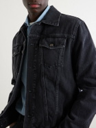 Canali - Leather-Trimmed Denim Jacket - Black