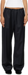 ssstein Black Wool Silk Drawstring Easy Trousers