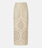 Valentino Floral cotton-blend midi skirt