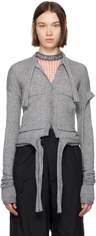 Photo: Ottolinger Gray Strappy Knit Cardigan