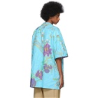 Gucci Blue Paper Effect Paradise Lost Bowling Shirt