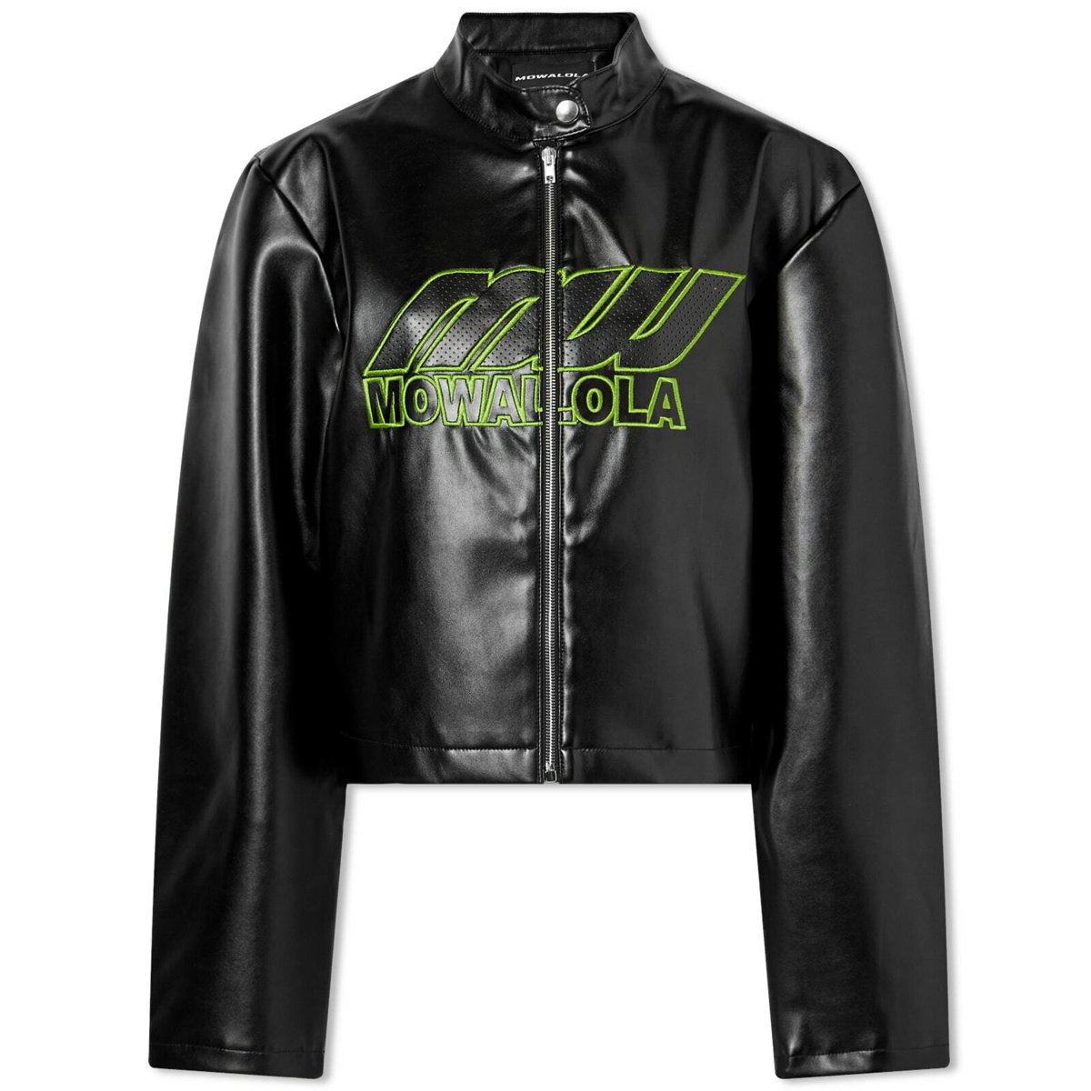MOWALOLA Women's Faux Leather Perforated Biker Jacket in Black Mowalola