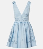 Self-Portrait Broderie anglaise cotton-blend minidress