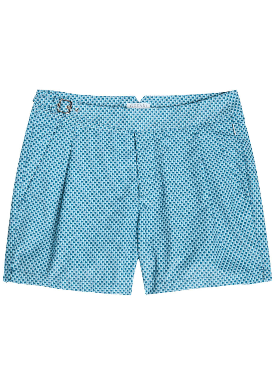 Gusari The London Printed Shell Swim Shorts Blue
