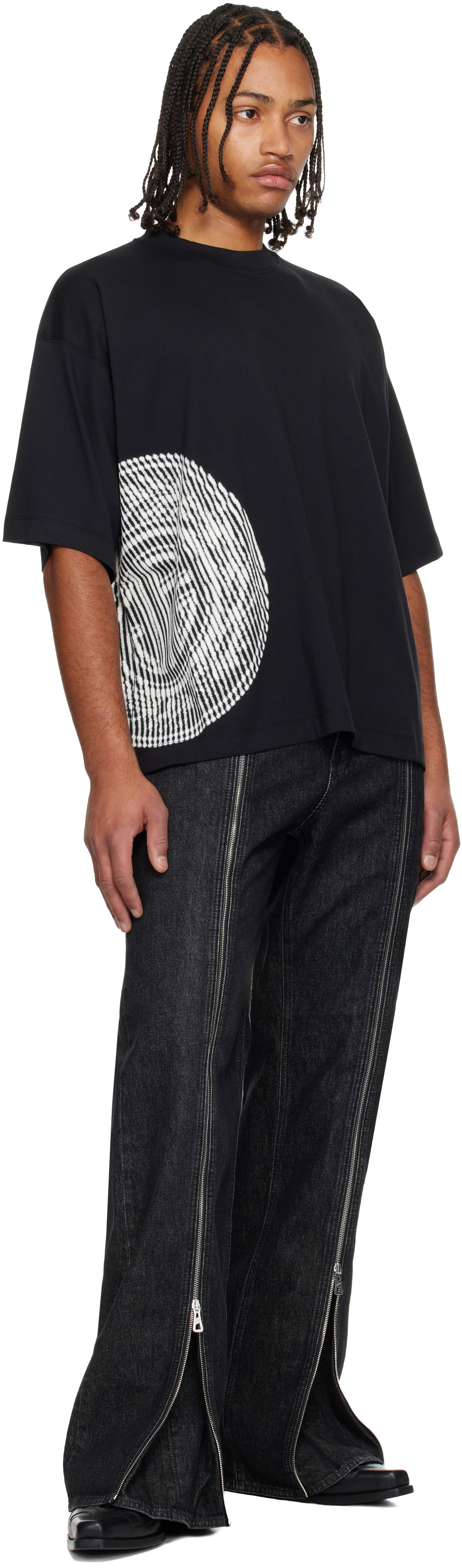 Jean Paul Gaultier Black 'JPG' Laurier Stamp T-shirt