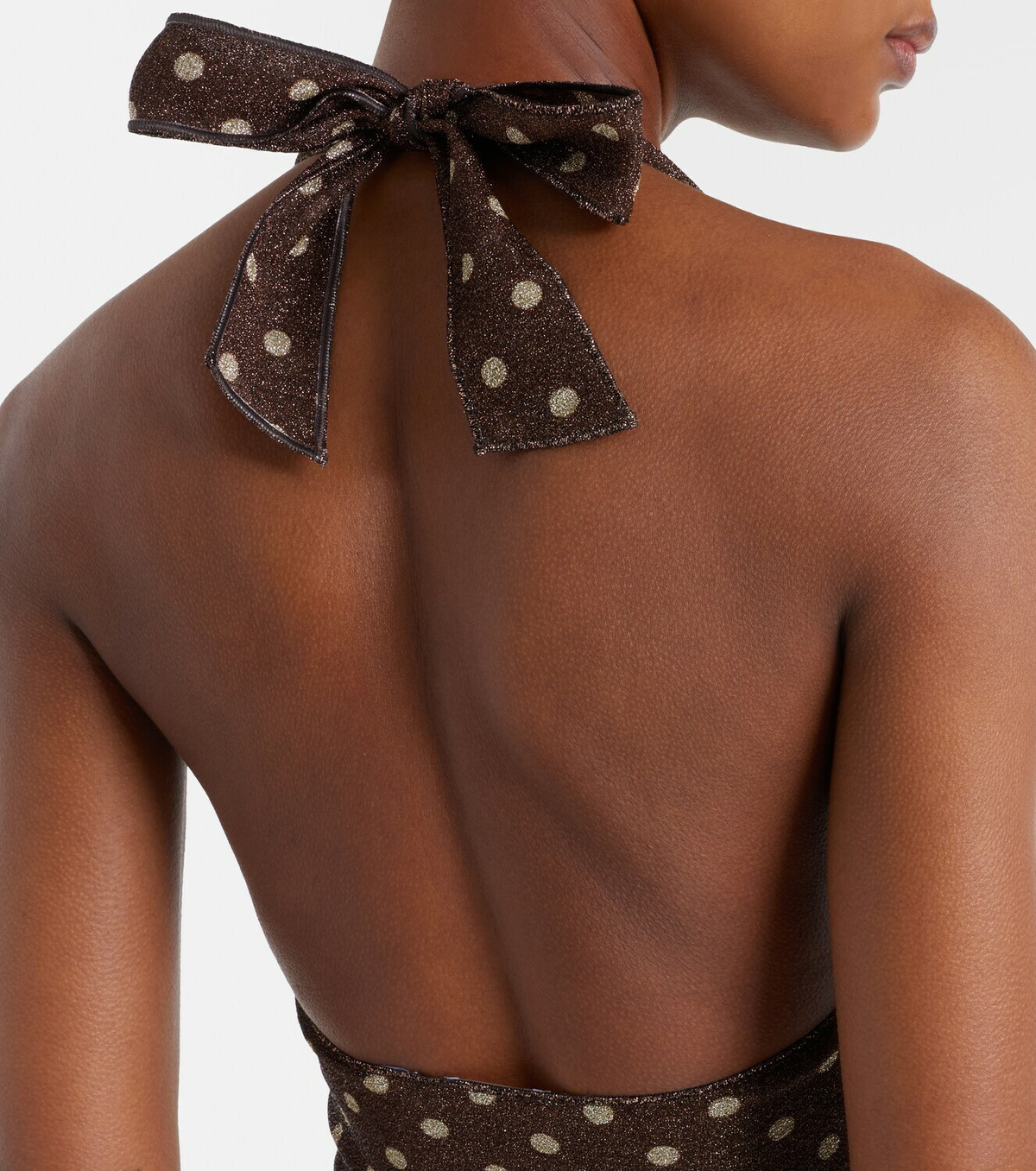 Oséree Lumière polka-dot halterneck crop top