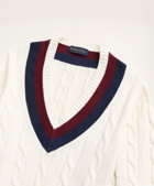 Brooks Brothers Men's Big & Tall Supima Cotton Cable Tennis Sweater | Ivory