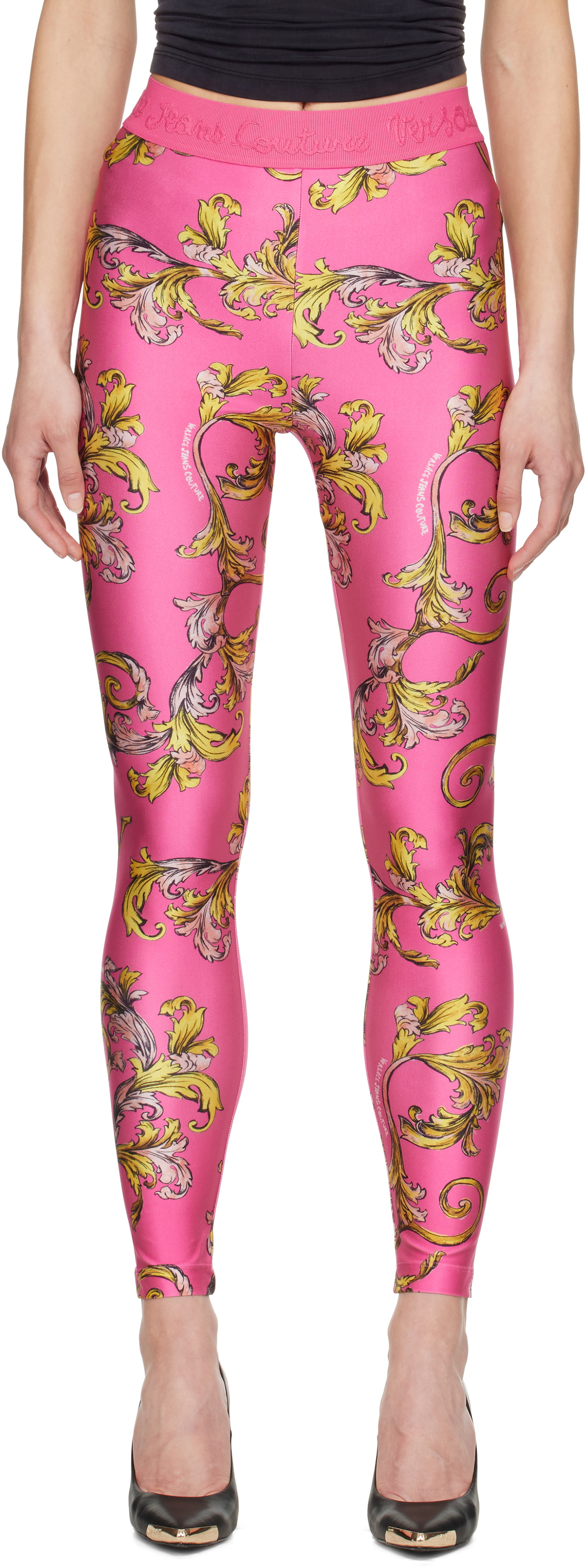 Versace Jeans Couture Pink Outline Barocco Leggings