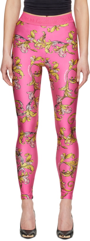 Photo: Versace Jeans Couture Pink Outline Barocco Leggings