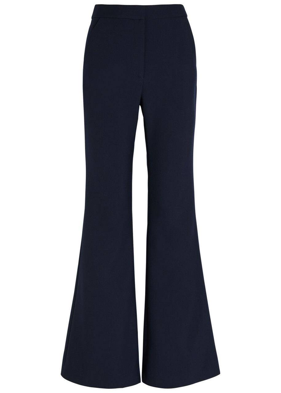 Veronica Beard Arden Flared-leg Jersey Trousers Navy