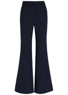Veronica Beard Arden Flared-leg Jersey Trousers Navy